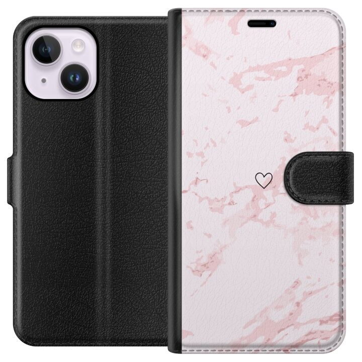 Tegnebogsetui til Apple iPhone 15 Plus med Rosa Hjerte motiv i gruppen SMARTPHONES & TABLETS / Mobil Beskyttelse / Apple / iPhone 15 hos TP E-commerce Nordic AB (A50941)