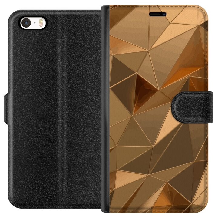 Tegnebogsetui til Apple iPhone 5s med 3D Guld motiv i gruppen SMARTPHONES & TABLETS / Mobil Beskyttelse / Apple / iPhone 5/5S/SE hos TP E-commerce Nordic AB (A51185)