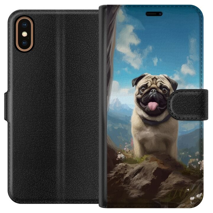 Tegnebogsetui til Apple iPhone X med Glad Hund motiv i gruppen SMARTPHONES & TABLETS / Mobil Beskyttelse / Apple / iPhone X/XS hos TP E-commerce Nordic AB (A51773)