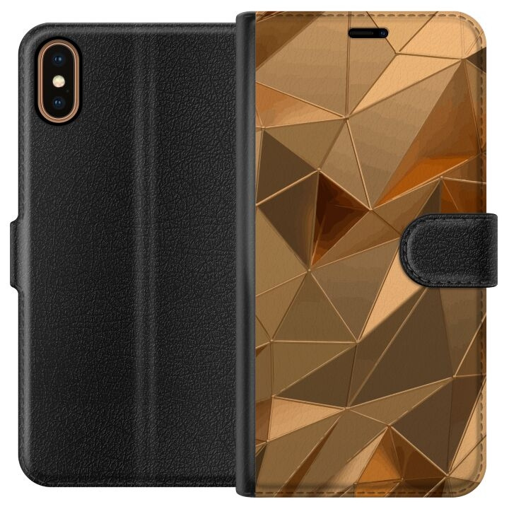 Tegnebogsetui til Apple iPhone X med 3D Guld motiv i gruppen SMARTPHONES & TABLETS / Mobil Beskyttelse / Apple / iPhone X/XS hos TP E-commerce Nordic AB (A51779)