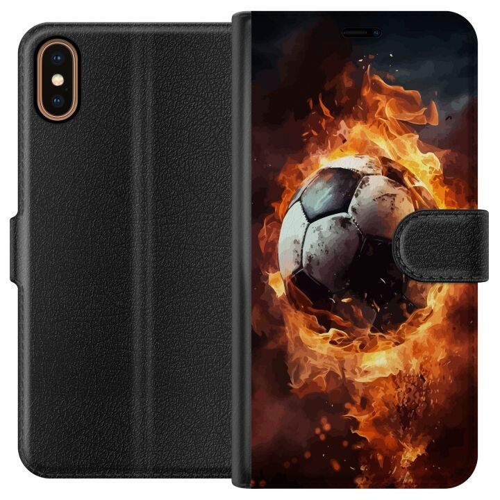 Tegnebogsetui til Apple iPhone XS med Fodbold motiv i gruppen SMARTPHONES & TABLETS / Mobil Beskyttelse / Apple / iPhone X/XS hos TP E-commerce Nordic AB (A51884)