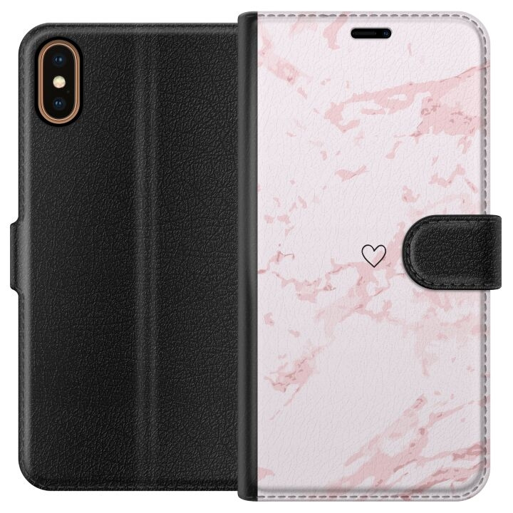 Tegnebogsetui til Apple iPhone XS med Rosa Hjerte motiv i gruppen SMARTPHONES & TABLETS / Mobil Beskyttelse / Apple / iPhone X/XS hos TP E-commerce Nordic AB (A51886)