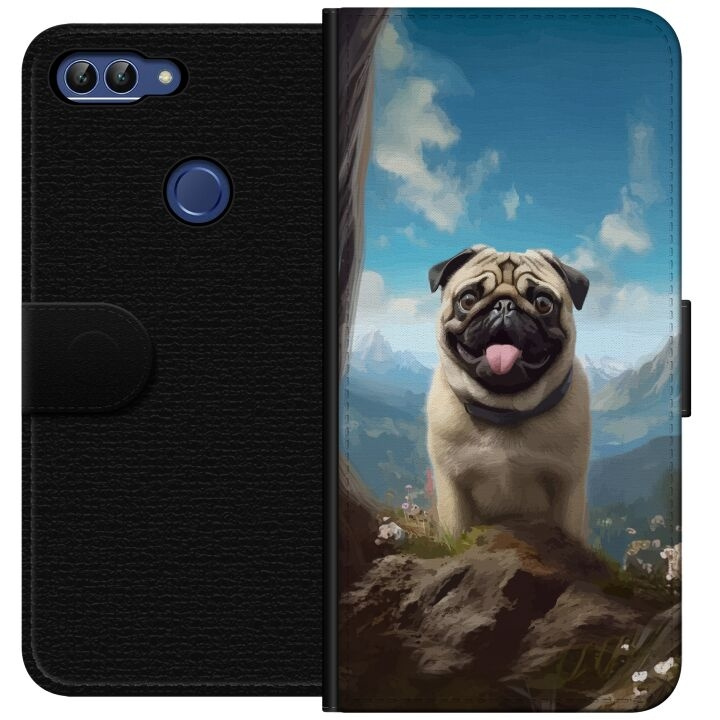 Tegnebogsetui til Huawei P smart med Glad Hund motiv i gruppen SMARTPHONES & TABLETS / Mobil Beskyttelse / Huawei/Honori hos TP E-commerce Nordic AB (A52637)