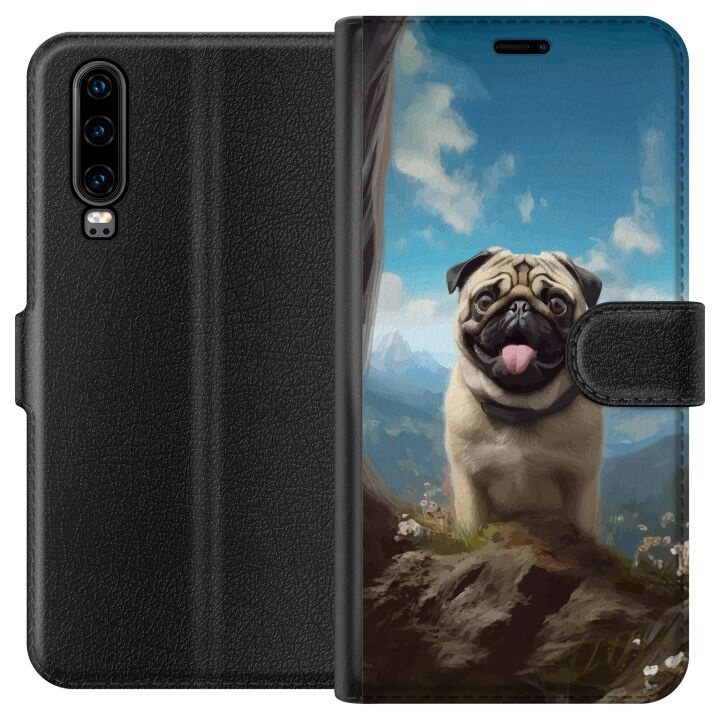 Tegnebogsetui til Huawei P30 med Glad Hund motiv i gruppen SMARTPHONES & TABLETS / Mobil Beskyttelse / Huawei/Honori hos TP E-commerce Nordic AB (A53177)