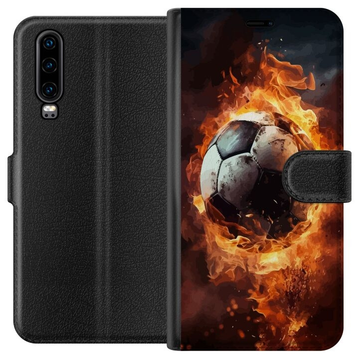 Tegnebogsetui til Huawei P30 med Fodbold motiv i gruppen SMARTPHONES & TABLETS / Mobil Beskyttelse / Huawei/Honori hos TP E-commerce Nordic AB (A53180)