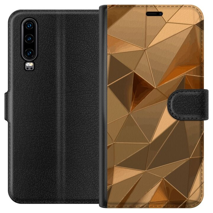 Tegnebogsetui til Huawei P30 med 3D Guld motiv i gruppen SMARTPHONES & TABLETS / Mobil Beskyttelse / Huawei/Honori hos TP E-commerce Nordic AB (A53183)