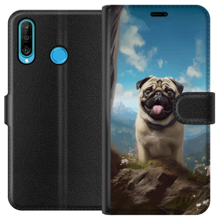 Tegnebogsetui til Huawei P30 lite med Glad Hund motiv i gruppen SMARTPHONES & TABLETS / Mobil Beskyttelse / Huawei/Honori hos TP E-commerce Nordic AB (A53231)