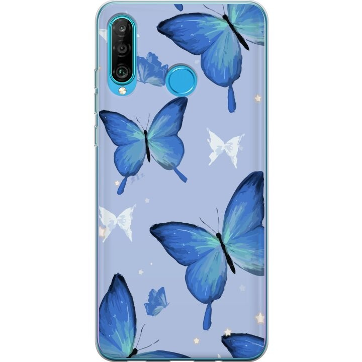 Mobilcover til Huawei P30 lite med Blå sommerfugle motiv i gruppen SMARTPHONES & TABLETS / Mobil Beskyttelse / Huawei/Honori hos TP E-commerce Nordic AB (A53256)