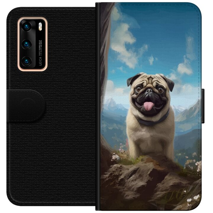 Tegnebogsetui til Huawei P40 med Glad Hund motiv i gruppen SMARTPHONES & TABLETS / Mobil Beskyttelse / Huawei/Honori hos TP E-commerce Nordic AB (A53339)