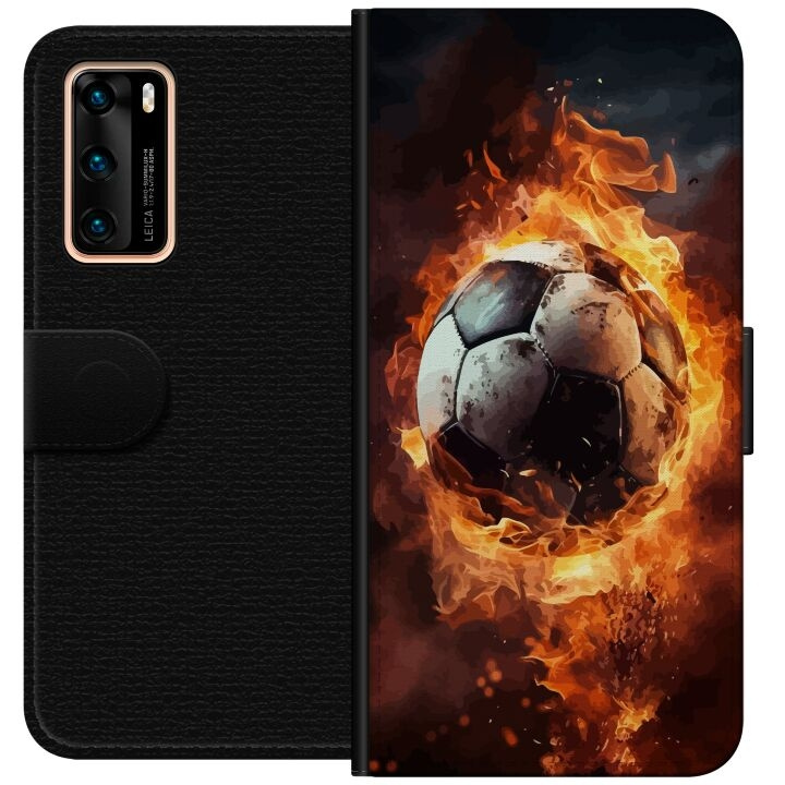 Tegnebogsetui til Huawei P40 med Fodbold motiv i gruppen SMARTPHONES & TABLETS / Mobil Beskyttelse / Huawei/Honori hos TP E-commerce Nordic AB (A53342)