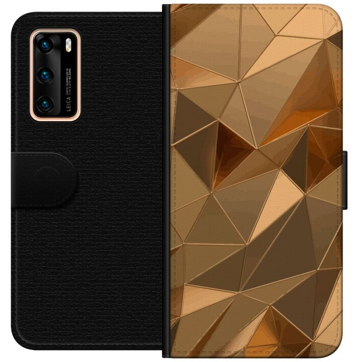 Tegnebogsetui til Huawei P40 med 3D Guld motiv i gruppen SMARTPHONES & TABLETS / Mobil Beskyttelse / Huawei/Honori hos TP E-commerce Nordic AB (A53345)