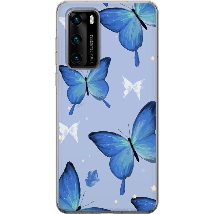 Mobilcover til Huawei P40 med Blå sommerfugle motiv i gruppen SMARTPHONES & TABLETS / Mobil Beskyttelse / Huawei/Honori hos TP E-commerce Nordic AB (A53364)