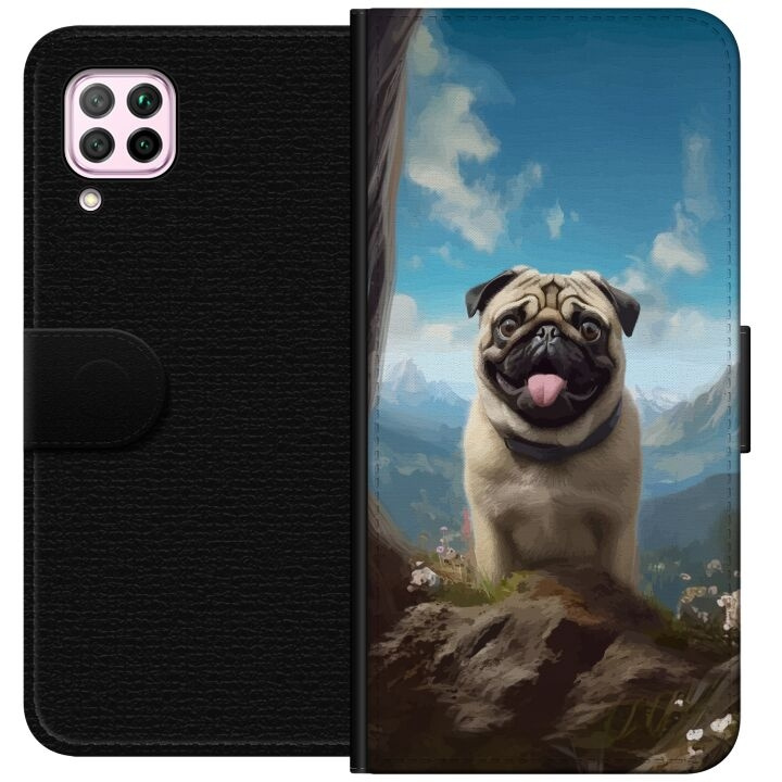 Tegnebogsetui til Huawei P40 lite med Glad Hund motiv i gruppen SMARTPHONES & TABLETS / Mobil Beskyttelse / Huawei/Honori hos TP E-commerce Nordic AB (A53393)