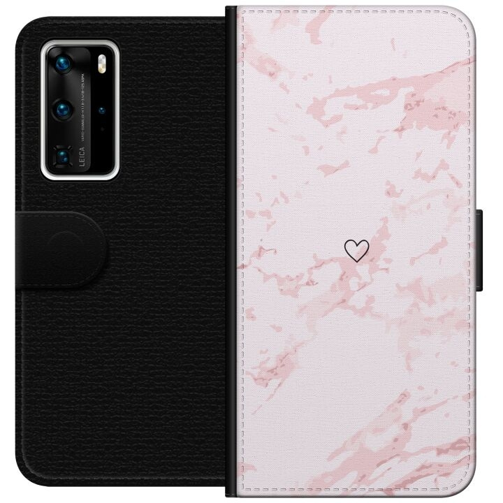 Tegnebogsetui til Huawei P40 Pro med Rosa Hjerte motiv i gruppen SMARTPHONES & TABLETS / Mobil Beskyttelse / Huawei/Honori hos TP E-commerce Nordic AB (A53533)