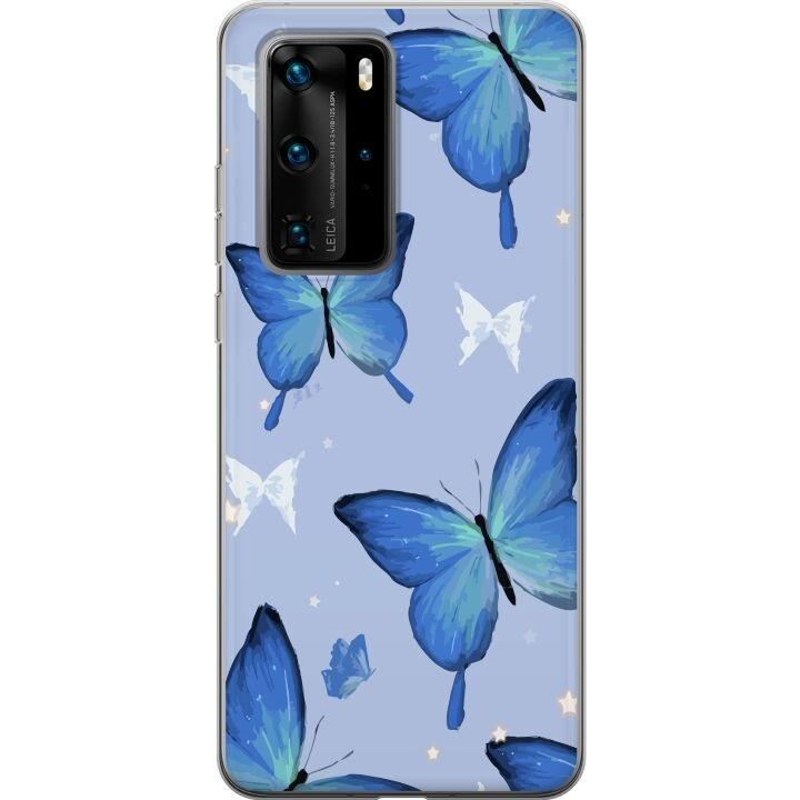 Mobilcover til Huawei P40 Pro med Blå sommerfugle motiv i gruppen SMARTPHONES & TABLETS / Mobil Beskyttelse / Huawei/Honori hos TP E-commerce Nordic AB (A53553)