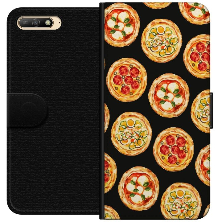 Tegnebogsetui til Huawei Y6 (2018) med Pizza motiv i gruppen SMARTPHONES & TABLETS / Mobil Beskyttelse / Huawei/Honori hos TP E-commerce Nordic AB (A53737)