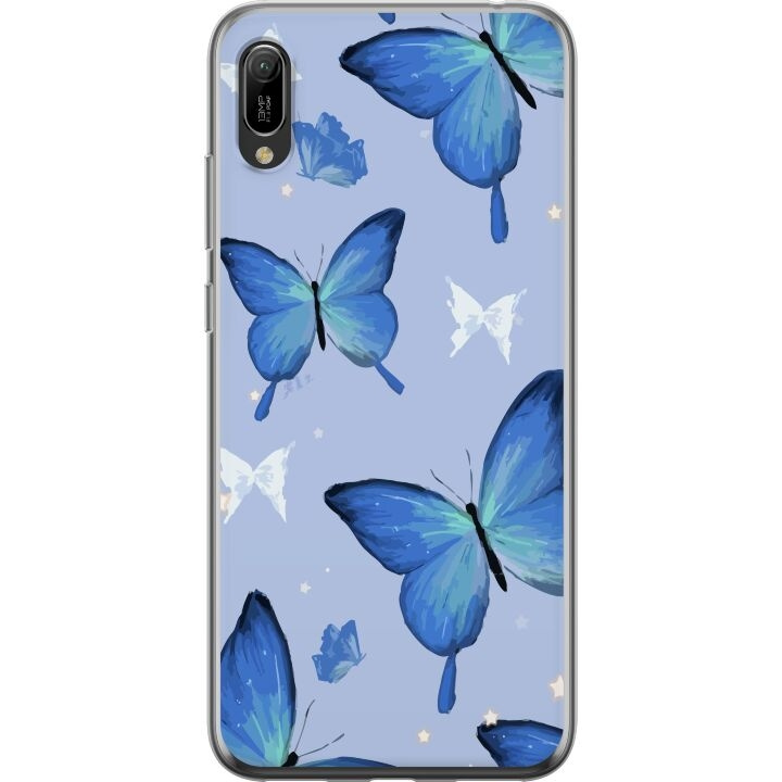 Mobilcover til Huawei Y6 Pro (2019) med Blå sommerfugle motiv i gruppen SMARTPHONES & TABLETS / Mobil Beskyttelse / Huawei/Honori hos TP E-commerce Nordic AB (A53872)