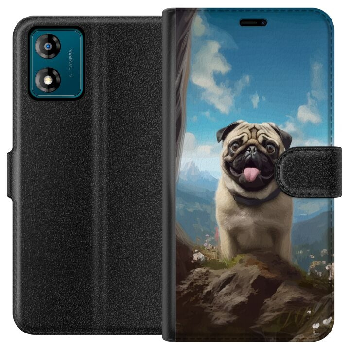 Tegnebogsetui til Motorola Moto E13 med Glad Hund motiv i gruppen SMARTPHONES & TABLETS / Mobil Beskyttelse / Motorola hos TP E-commerce Nordic AB (A53981)