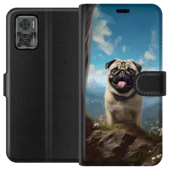 Tegnebogsetui til Motorola Moto E22i med Glad Hund motiv i gruppen SMARTPHONES & TABLETS / Mobil Beskyttelse / Motorola hos TP E-commerce Nordic AB (A54143)