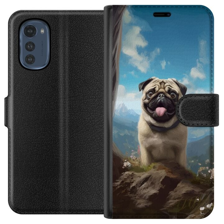 Tegnebogsetui til Motorola Moto E32s med Glad Hund motiv i gruppen SMARTPHONES & TABLETS / Mobil Beskyttelse / Motorola hos TP E-commerce Nordic AB (A54251)