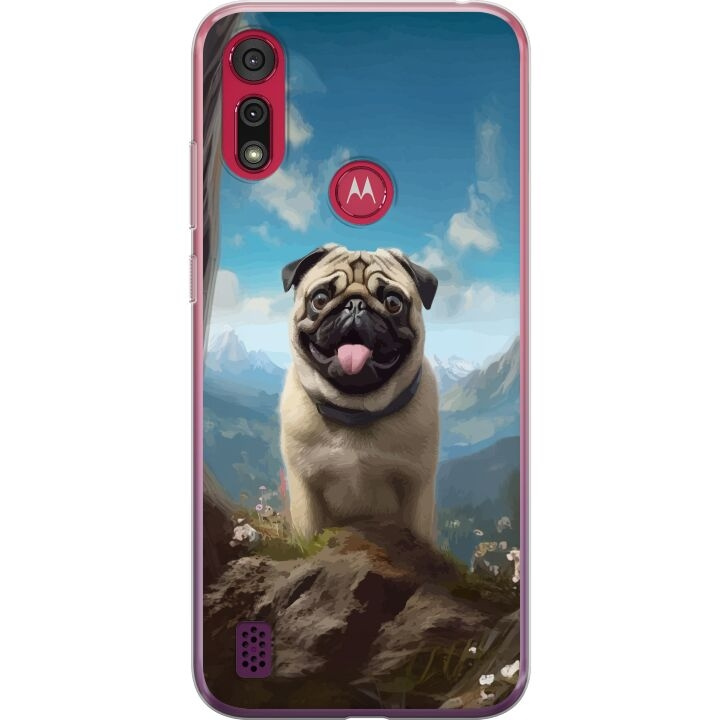 Mobilcover til Motorola Moto E6s (2020) med Glad Hund motiv i gruppen SMARTPHONES & TABLETS / Mobil Beskyttelse / Motorola hos TP E-commerce Nordic AB (A54386)