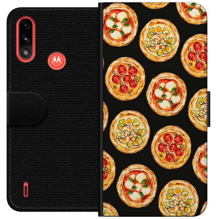 Tegnebogsetui til Motorola Moto E7 Power med Pizza motiv i gruppen SMARTPHONES & TABLETS / Mobil Beskyttelse / Motorola hos TP E-commerce Nordic AB (A54435)