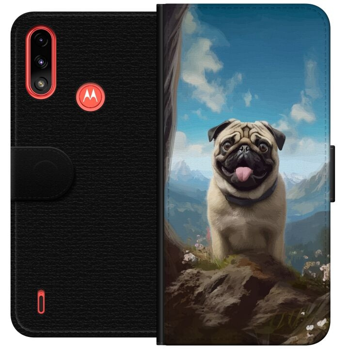 Tegnebogsetui til Motorola Moto E7 Power med Glad Hund motiv i gruppen SMARTPHONES & TABLETS / Mobil Beskyttelse / Motorola hos TP E-commerce Nordic AB (A54440)