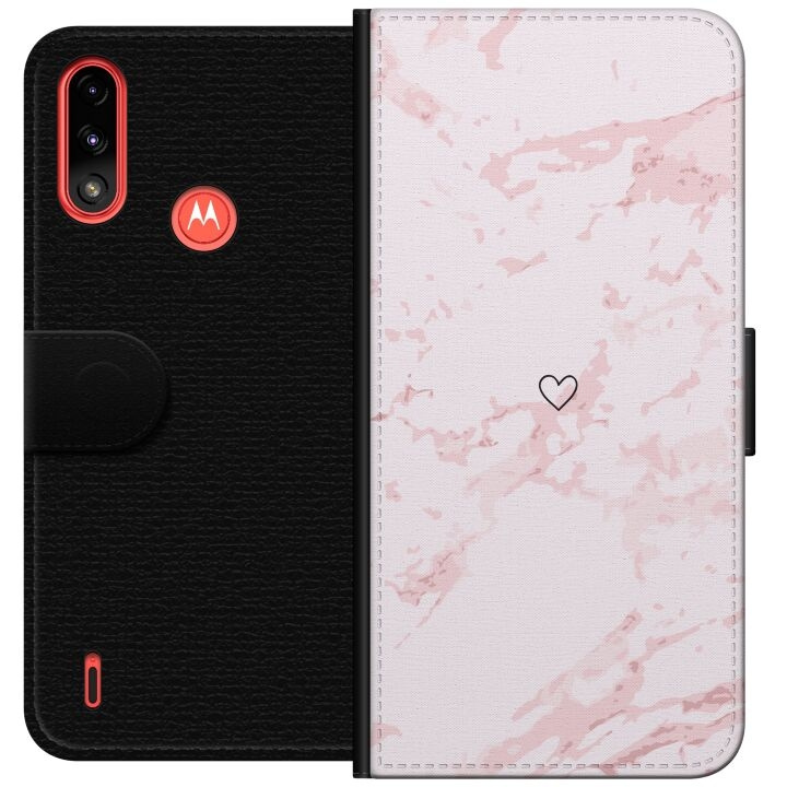 Tegnebogsetui til Motorola Moto E7 Power med Rosa Hjerte motiv i gruppen SMARTPHONES & TABLETS / Mobil Beskyttelse / Motorola hos TP E-commerce Nordic AB (A54445)