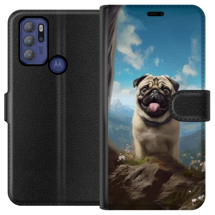 Tegnebogsetui til Motorola Moto G60S med Glad Hund motiv i gruppen SMARTPHONES & TABLETS / Mobil Beskyttelse / Motorola hos TP E-commerce Nordic AB (A55196)