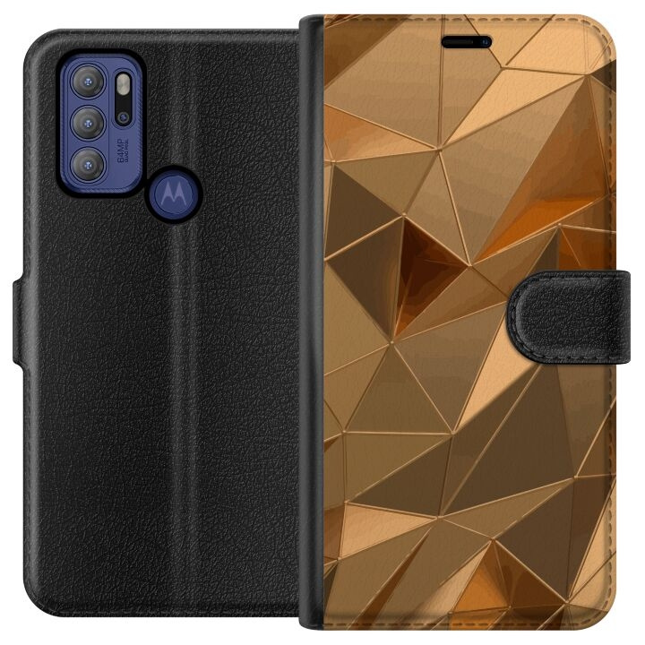 Tegnebogsetui til Motorola Moto G60S med 3D Guld motiv i gruppen SMARTPHONES & TABLETS / Mobil Beskyttelse / Motorola hos TP E-commerce Nordic AB (A55202)