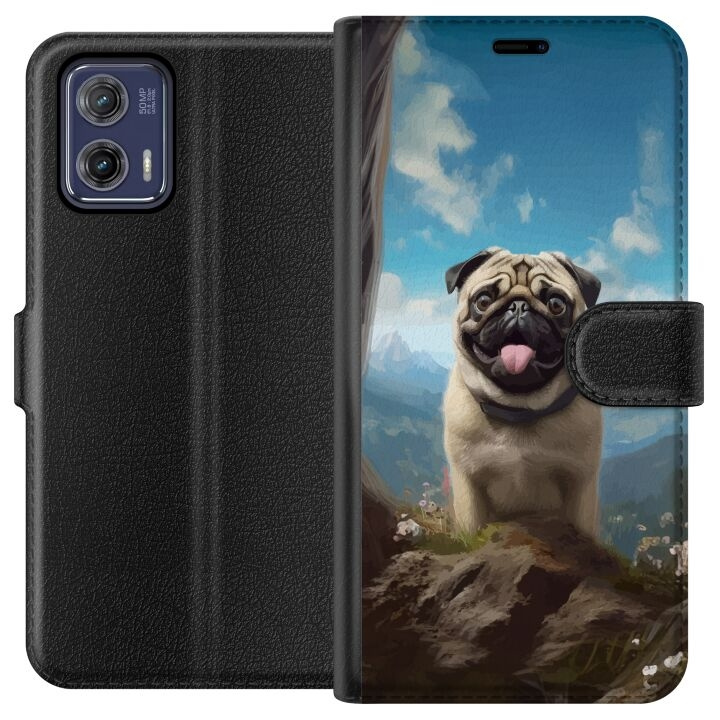 Tegnebogsetui til Motorola Moto G73 med Glad Hund motiv i gruppen SMARTPHONES & TABLETS / Mobil Beskyttelse / Motorola hos TP E-commerce Nordic AB (A55385)