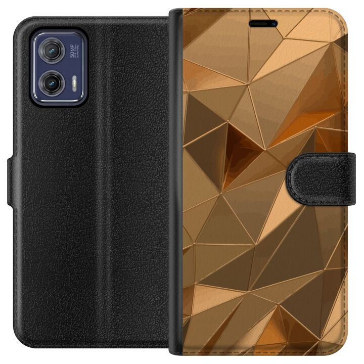 Tegnebogsetui til Motorola Moto G73 med 3D Guld motiv i gruppen SMARTPHONES & TABLETS / Mobil Beskyttelse / Motorola hos TP E-commerce Nordic AB (A55391)