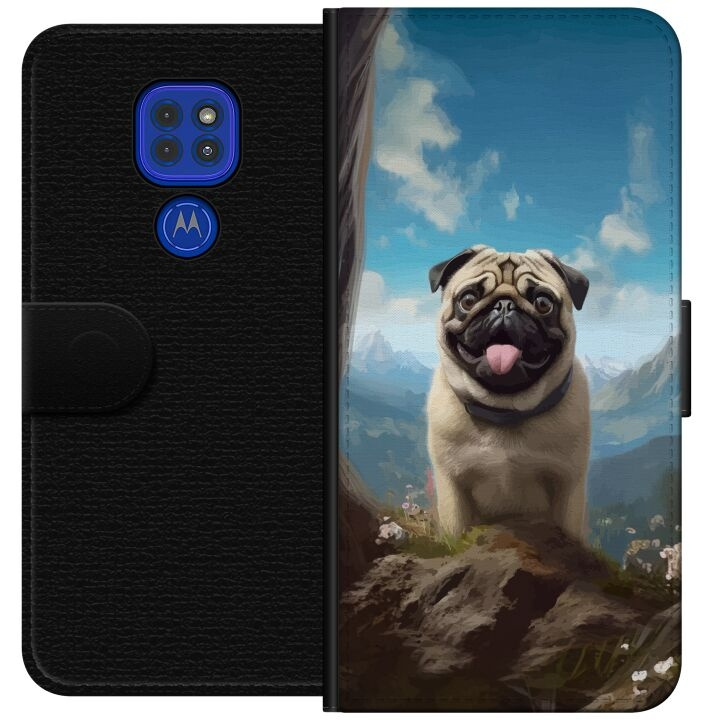 Tegnebogsetui til Motorola Moto G9 Play med Glad Hund motiv i gruppen SMARTPHONES & TABLETS / Mobil Beskyttelse / Motorola hos TP E-commerce Nordic AB (A55601)