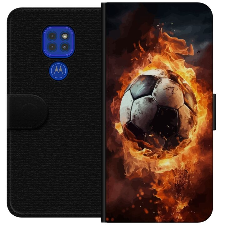 Tegnebogsetui til Motorola Moto G9 Play med Fodbold motiv i gruppen SMARTPHONES & TABLETS / Mobil Beskyttelse / Motorola hos TP E-commerce Nordic AB (A55604)