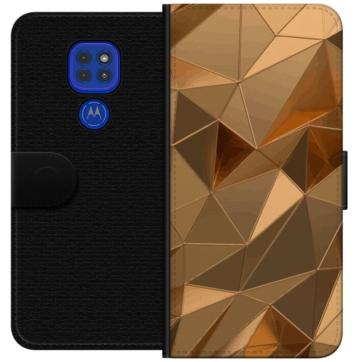 Tegnebogsetui til Motorola Moto G9 Play med 3D Guld motiv i gruppen SMARTPHONES & TABLETS / Mobil Beskyttelse / Motorola hos TP E-commerce Nordic AB (A55607)