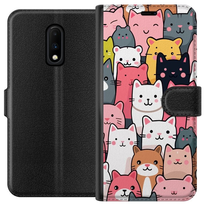 Tegnebogsetui til OnePlus 7 med Katte mønster motiv i gruppen SMARTPHONES & TABLETS / Mobil Beskyttelse / OnePlus hos TP E-commerce Nordic AB (A56590)