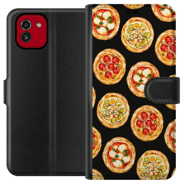 Tegnebogsetui til Samsung Galaxy A03 med Pizza motiv i gruppen SMARTPHONES & TABLETS / Mobil Beskyttelse / Samsung hos TP E-commerce Nordic AB (A58215)