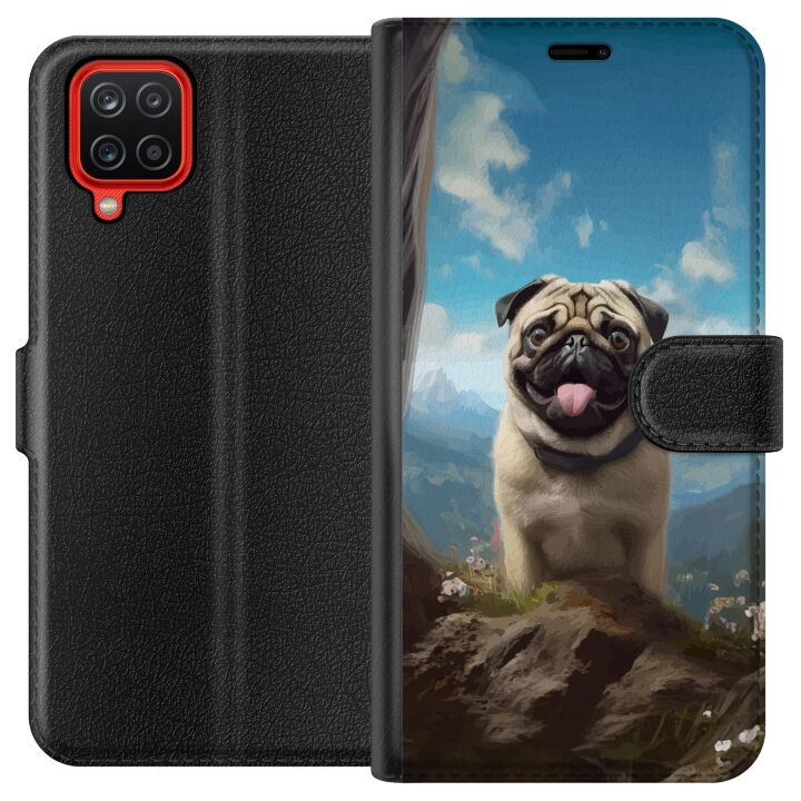 Tegnebogsetui til Samsung Galaxy A12 med Glad Hund motiv i gruppen SMARTPHONES & TABLETS / Mobil Beskyttelse / Samsung hos TP E-commerce Nordic AB (A58598)