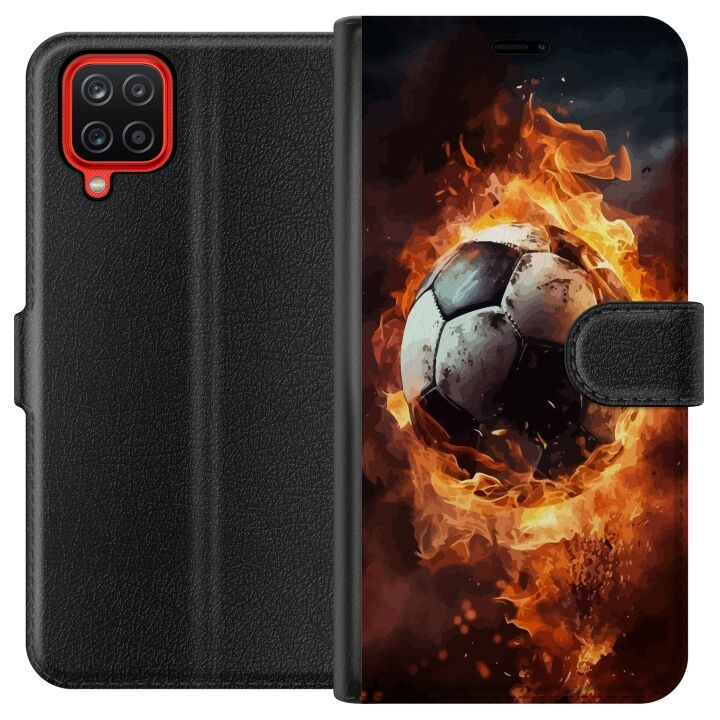 Tegnebogsetui til Samsung Galaxy A12 med Fodbold motiv i gruppen SMARTPHONES & TABLETS / Mobil Beskyttelse / Samsung hos TP E-commerce Nordic AB (A58601)