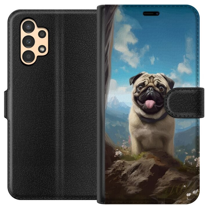 Tegnebogsetui til Samsung Galaxy A13 med Glad Hund motiv i gruppen SMARTPHONES & TABLETS / Mobil Beskyttelse / Samsung hos TP E-commerce Nordic AB (A58652)