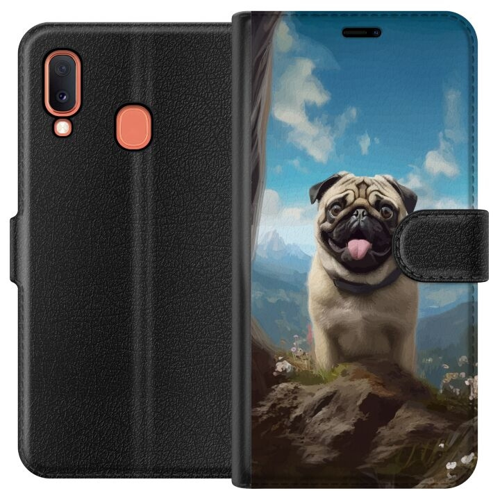 Tegnebogsetui til Samsung Galaxy A20e med Glad Hund motiv i gruppen SMARTPHONES & TABLETS / Mobil Beskyttelse / Samsung hos TP E-commerce Nordic AB (A58814)