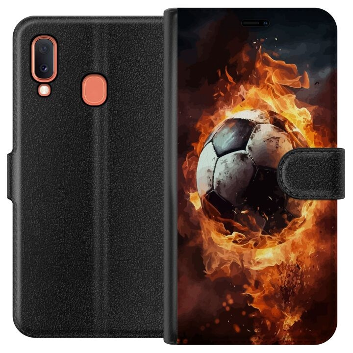 Tegnebogsetui til Samsung Galaxy A20e med Fodbold motiv i gruppen SMARTPHONES & TABLETS / Mobil Beskyttelse / Samsung hos TP E-commerce Nordic AB (A58817)