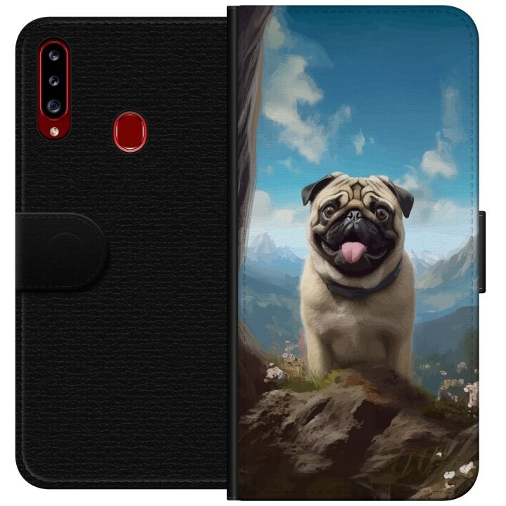 Tegnebogsetui til Samsung Galaxy A20s med Glad Hund motiv i gruppen SMARTPHONES & TABLETS / Mobil Beskyttelse / Samsung hos TP E-commerce Nordic AB (A58868)