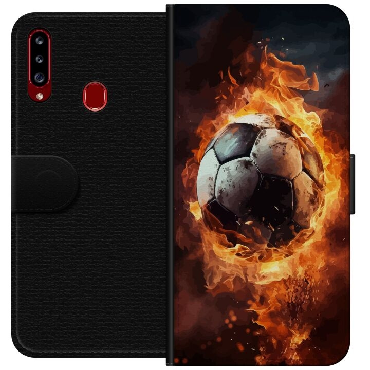 Tegnebogsetui til Samsung Galaxy A20s med Fodbold motiv i gruppen SMARTPHONES & TABLETS / Mobil Beskyttelse / Samsung hos TP E-commerce Nordic AB (A58871)