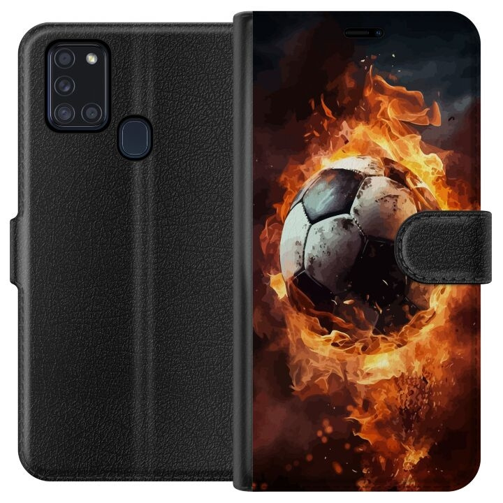 Tegnebogsetui til Samsung Galaxy A21s med Fodbold motiv i gruppen SMARTPHONES & TABLETS / Mobil Beskyttelse / Samsung hos TP E-commerce Nordic AB (A58925)