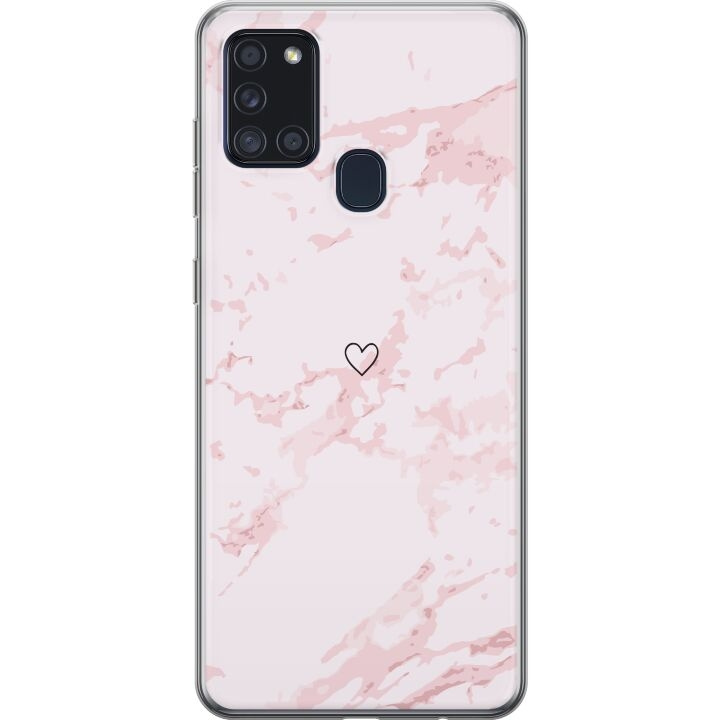 Mobilcover til Samsung Galaxy A21s med Rosa Hjerte motiv i gruppen SMARTPHONES & TABLETS / Mobil Beskyttelse / Samsung hos TP E-commerce Nordic AB (A58954)