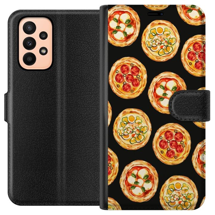 Tegnebogsetui til Samsung Galaxy A23 med Pizza motiv i gruppen SMARTPHONES & TABLETS / Mobil Beskyttelse / Samsung hos TP E-commerce Nordic AB (A59025)