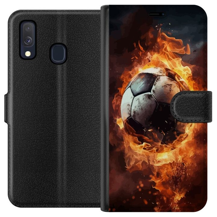 Tegnebogsetui til Samsung Galaxy A40 med Fodbold motiv i gruppen SMARTPHONES & TABLETS / Mobil Beskyttelse / Samsung hos TP E-commerce Nordic AB (A59465)