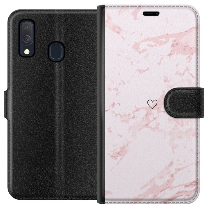 Tegnebogsetui til Samsung Galaxy A40 med Rosa Hjerte motiv i gruppen SMARTPHONES & TABLETS / Mobil Beskyttelse / Samsung hos TP E-commerce Nordic AB (A59467)