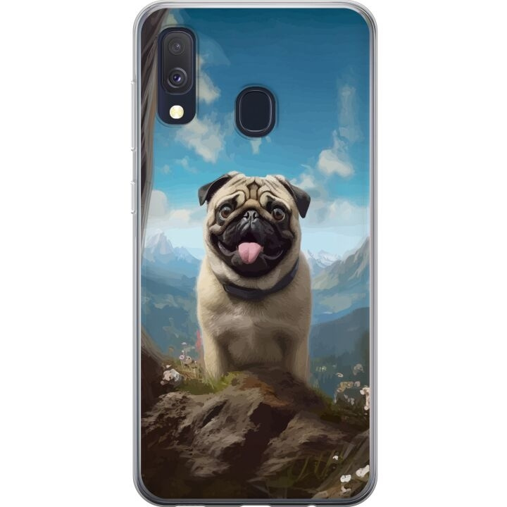 Mobilcover til Samsung Galaxy A40 med Glad Hund motiv i gruppen SMARTPHONES & TABLETS / Mobil Beskyttelse / Samsung hos TP E-commerce Nordic AB (A59489)